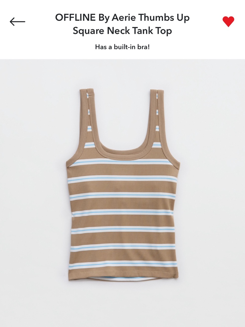 aerie Tan and Light Blue Striped Square Neck Tank Top